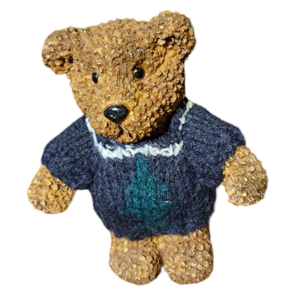 Vtg Bear Figurine Sweater Pine Christmas Tree